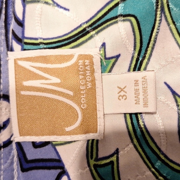 Z women's JM Collection multi color stretch 3/4 sleeve plus size top 2X - Picture 3 of 4